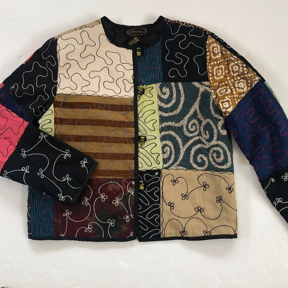 BOHO Art To Wear Size PL Patchwork Jacket Alex Kim - Picture 6 of 10